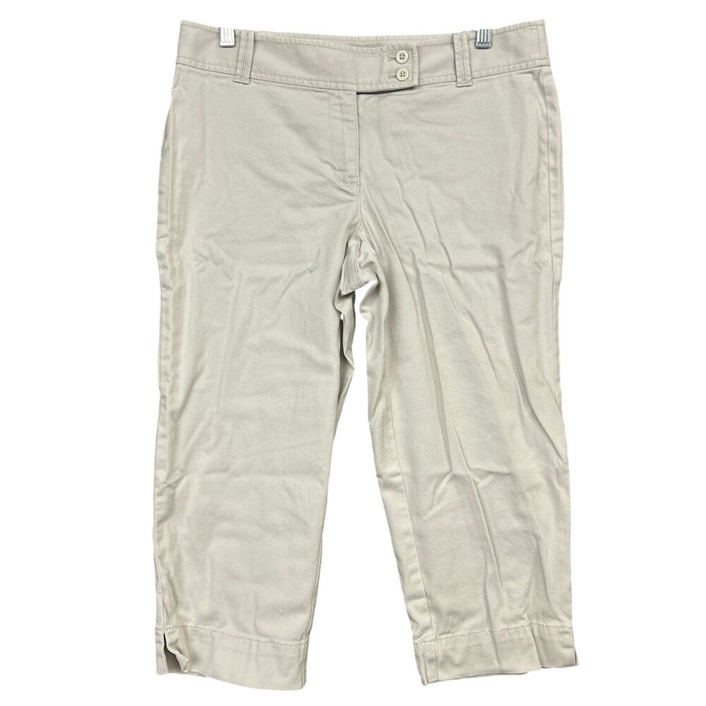 LOFT Womens Pants Tan Petite Mid Rise Julie Catalina Capris Casual Stretch 8P